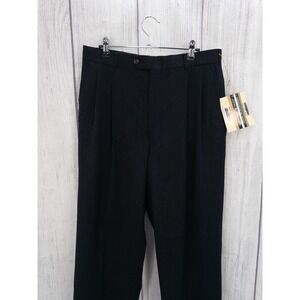 John Alexander Dress Pants Mens 33x31 Charcoal Gray 100% Wool Pleated Vintage